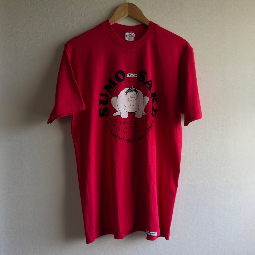 Vintage 90's NWOT Crazy Shirts Red T-Shirt Mens Sumo Sake Hawaii Graphic Large